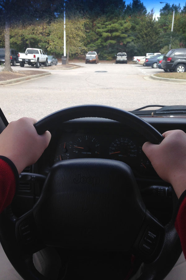 During the Drivers Ed. courses, students learn to drive with their hands at 10 and 2.