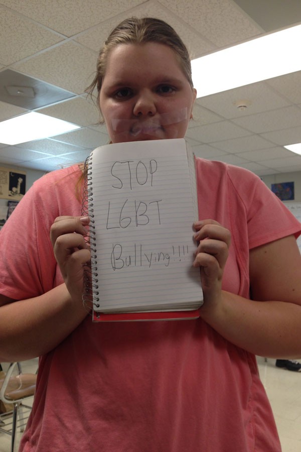 Jordan DeSimone, participant in the Day of Silence, takes a stand against bullying.