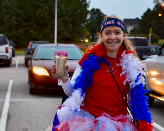 A Wakefield student shows her school spirit on Merica Monday.
