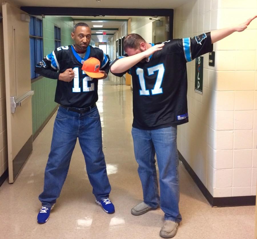 Wakefield staff members Anson Robinson and Russell Williams show their Panther pride.