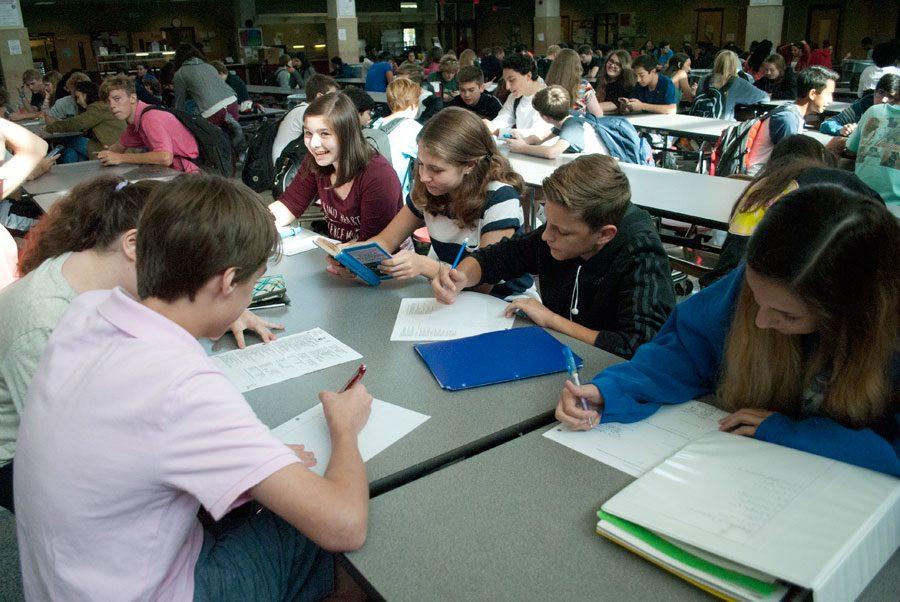 Students use Pride Time to study in the cafeteria. 