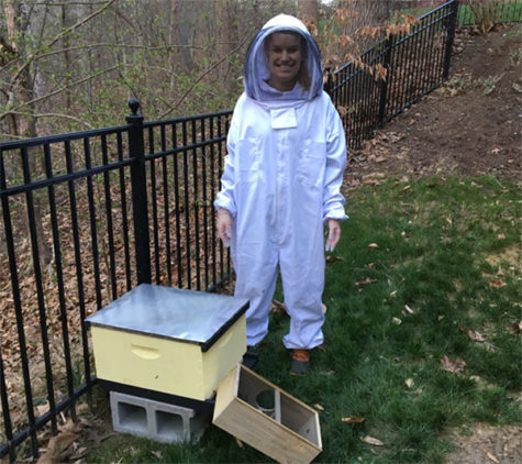 Tracy Taylor supervises her beehive that she assembled herself.