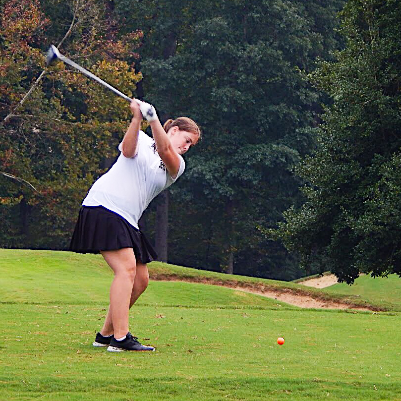 Allison Burnett takes off with a backswing.