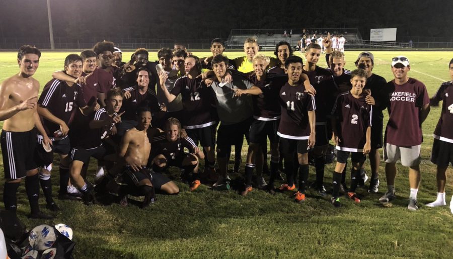 Wakefield soccer beats former state champions Green Hope High, 2-1.