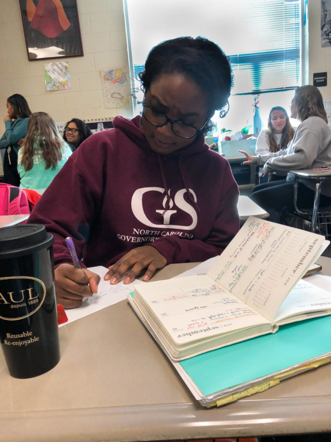 Senior Amani Bushiri schedules time for homework with her already packed schedule. 