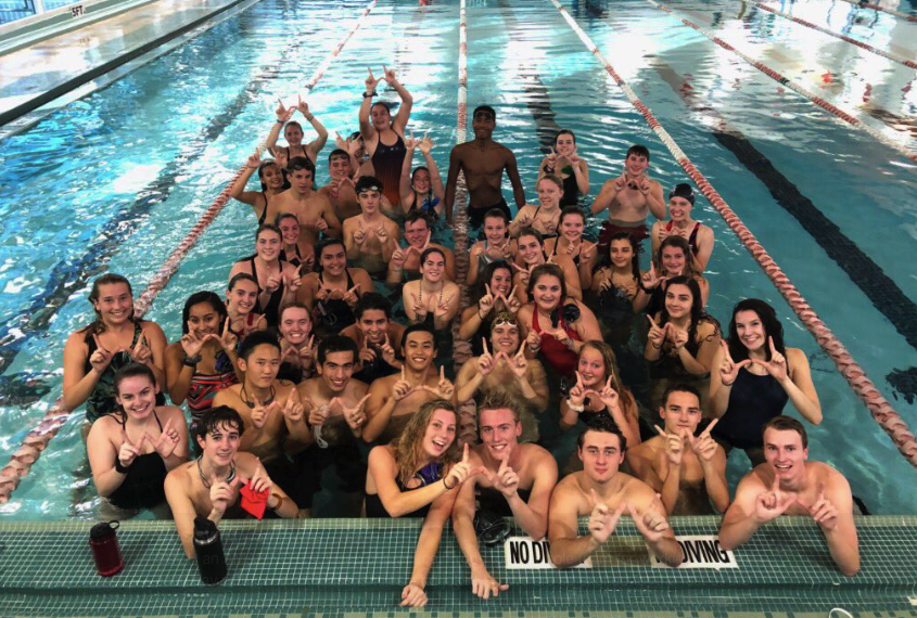 The 2018-2019 Wakefield High School swim team poses after their first week of practice.