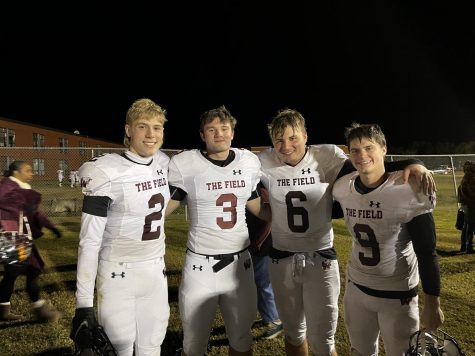 Wakefield seniors Kyle Anderson, Coleman Kraske, Caleb Kerins, and Jackson Froh get ready for their last game against New Bern High School