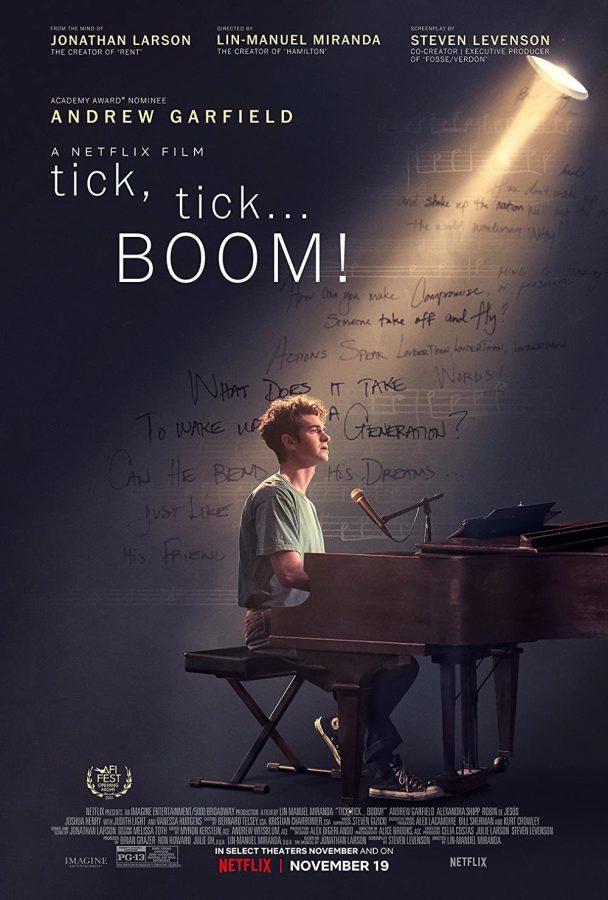 The movie poster for Tick Tick... Boom! starring Andrew Garfield