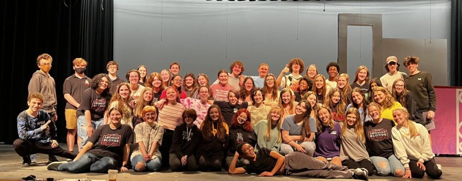 The cast and crew of the production Legally Blonde at Wake Forest High School