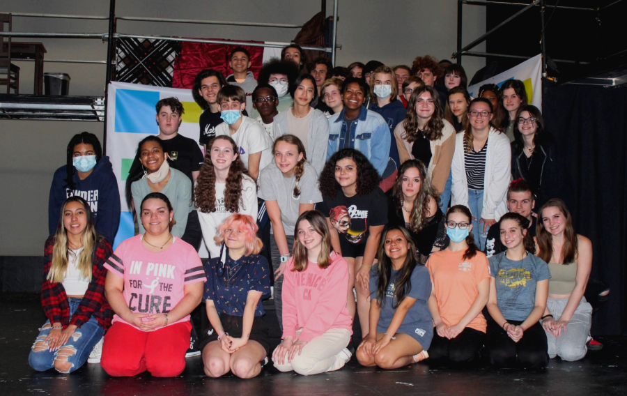 The+cast+and+crew+of+Emma%21+A+Pop+Musical+gather.+Theyre+one+of+Wakefield+High+Schools+two+spring+productions.