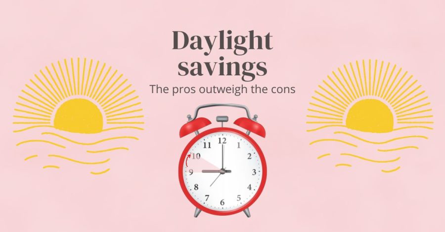 In March, we set our clocks an hour forward, and in November, we set our clocks back an hour. However, the pros of daylight saving time far outweigh the cons, which is why we should switch to having daylight savings all year long. 