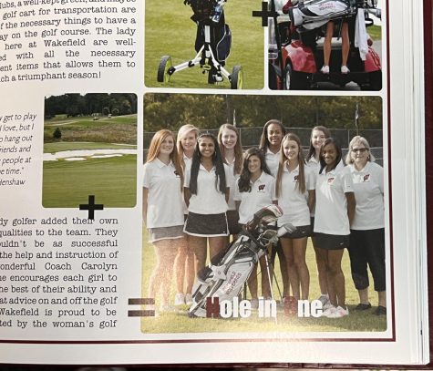 Carolyn Reitz (right) stands with the 2016 womens golf team for Wakefield High Schools yearbook. Reitz is a reason most of these women were able to go to college for golf. 