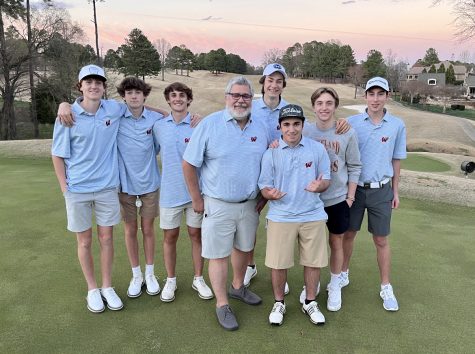 Wakefield Mens Golf team pose for a photo on the Wakefield Country Club golf course. Last season, they were conference champions.