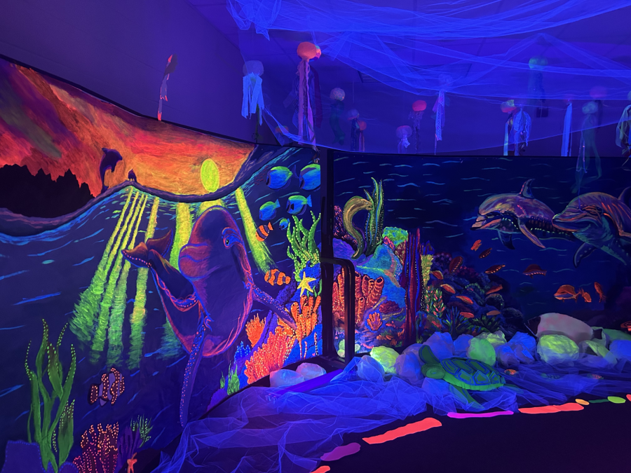 Over 150 students contributed to this beautiful art installation. Open 5/23 to 5/26, students and staff are encouraged to explore the ocean around them. 
