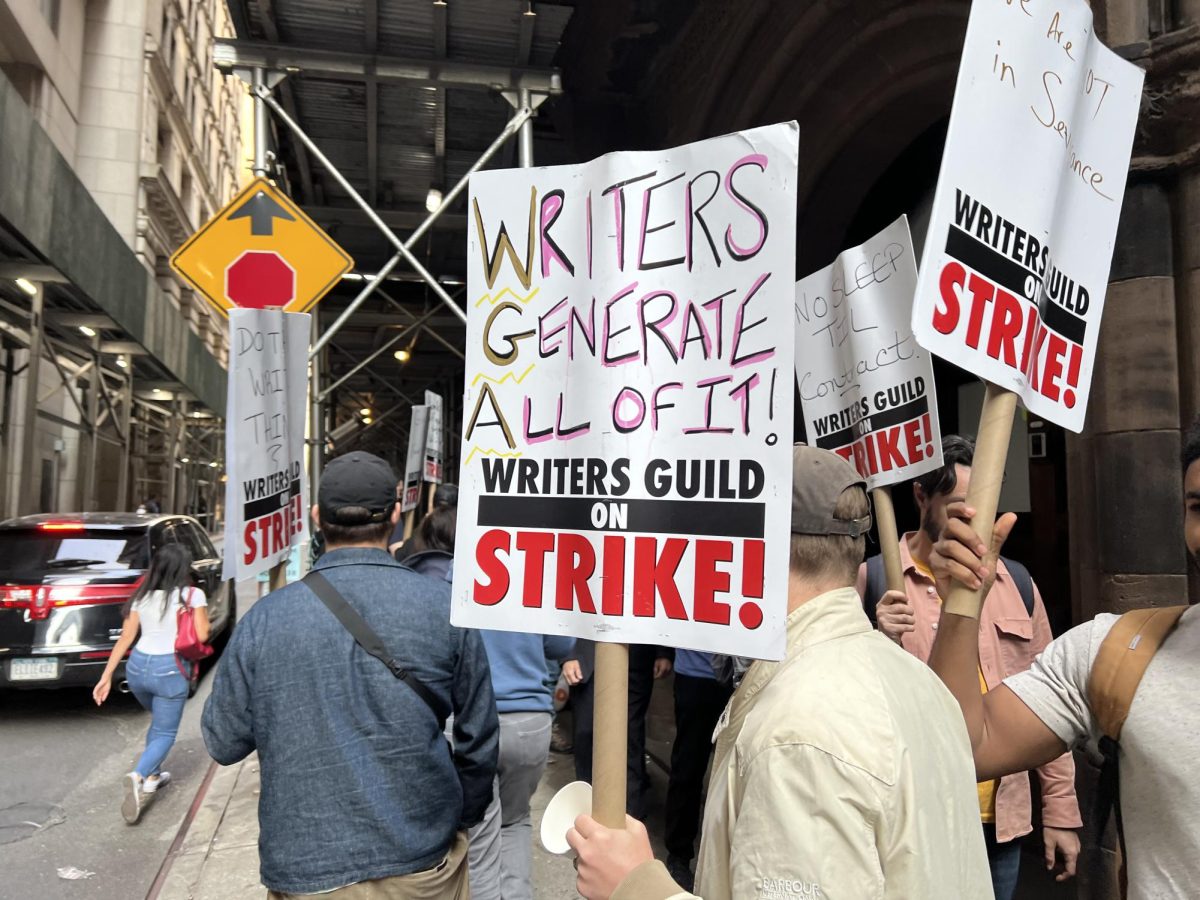 Writers protest against production conglomerates in hopes of better pay and higher protections. Their efforts would end up being successful.