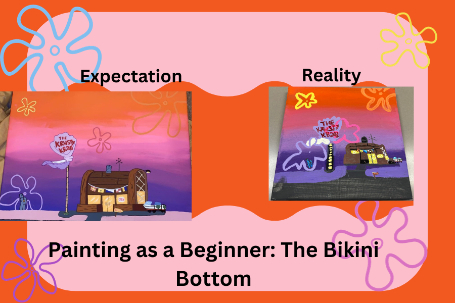 Painting the Bikini Bottom for the first time. Expectation v. reality of painting.
