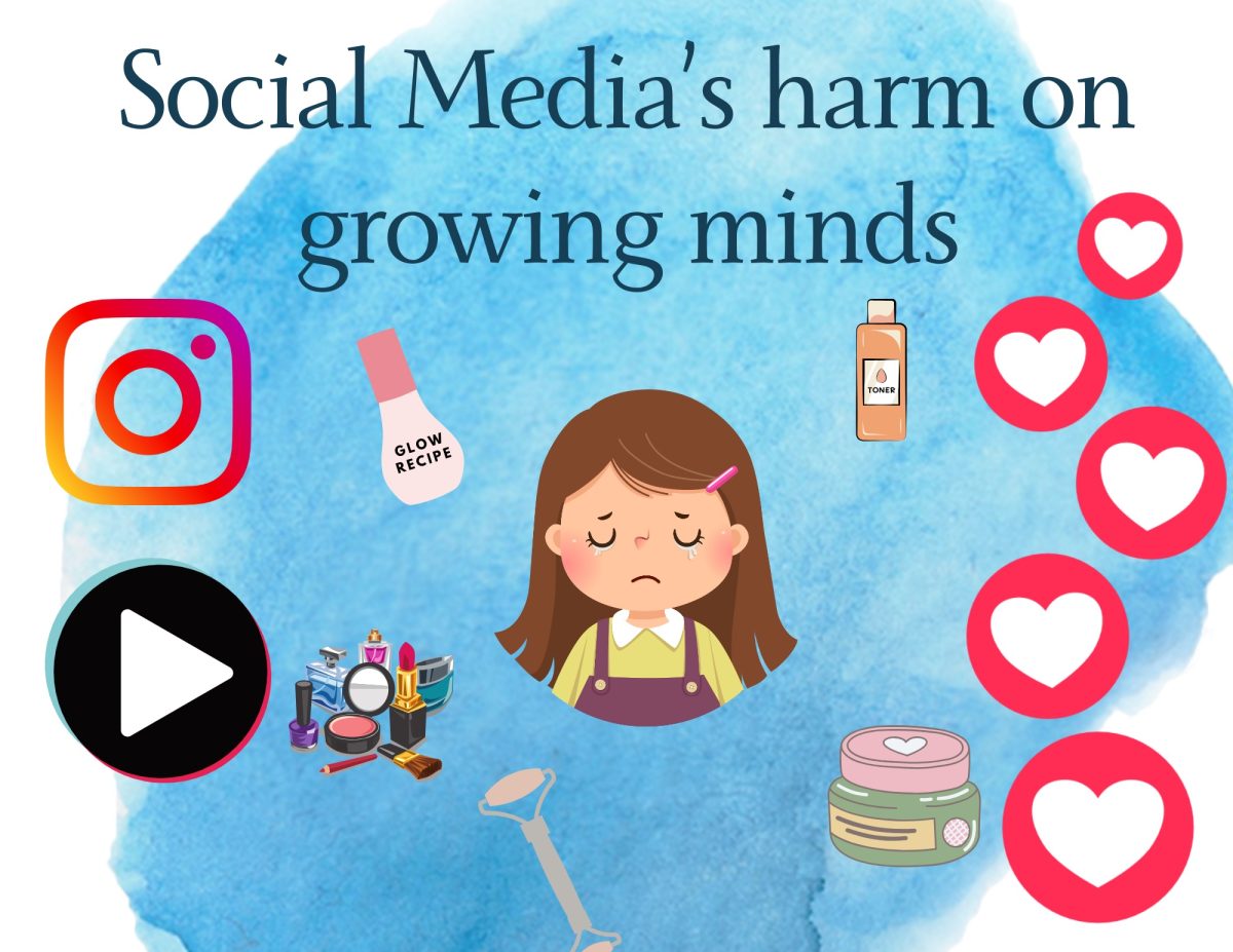 With the increasing use of social media amongst tweens, a concern rises regarding the detrimental effects it can have on their young minds. These young kids are influenced to purchase products not meant for them and feel pressured to take part in trends, diminishing their childhood.
