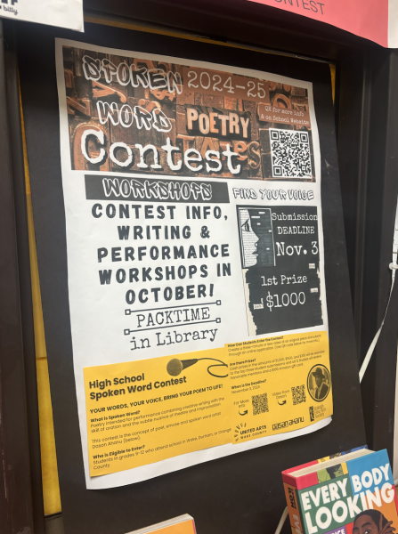 Flyers for this year's spoken word contest have been put up all around Wakefield in an effort to convince students to participate. For any strong writers, this contest is a great opportunity to express their creative sides and showcase their talents.